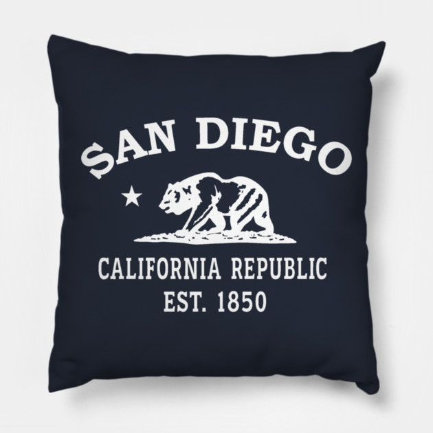 San Diego California Vintage Retro Throw-Pillow - White Logo