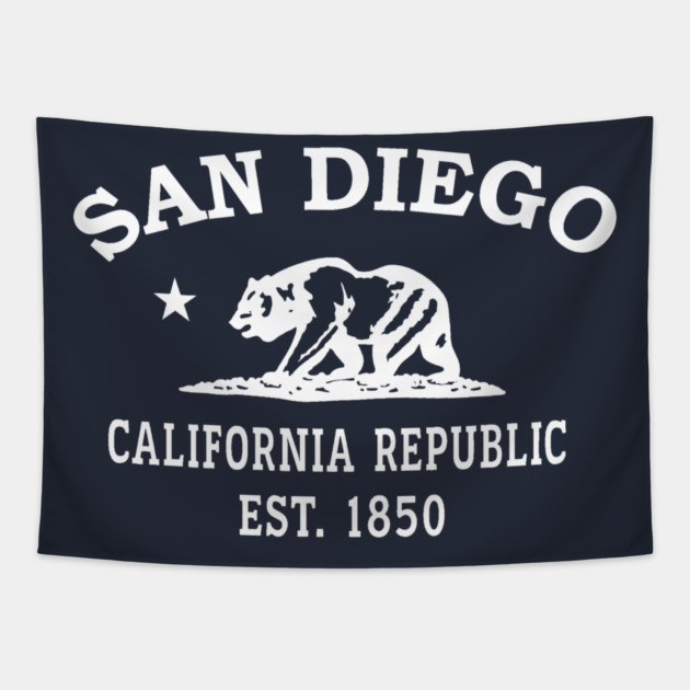 San Diego California Vintage Retro Tapestry - White Logo