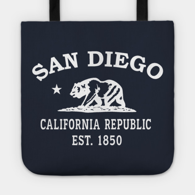 San Diego California Vintage Retro Tote - White Logo