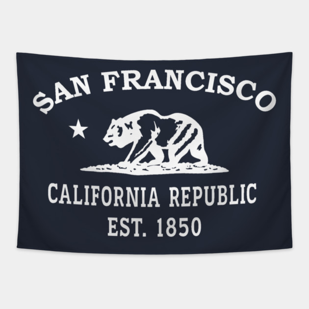 San Francisco California Vintage Retro Tapestry - White Logo