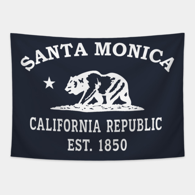 Santa Monica California Vintage Retro Tapestry - White Logo