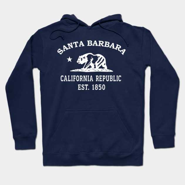 Santa Barbara California Vintage Retro Hoodie - White Logo - Various Colors