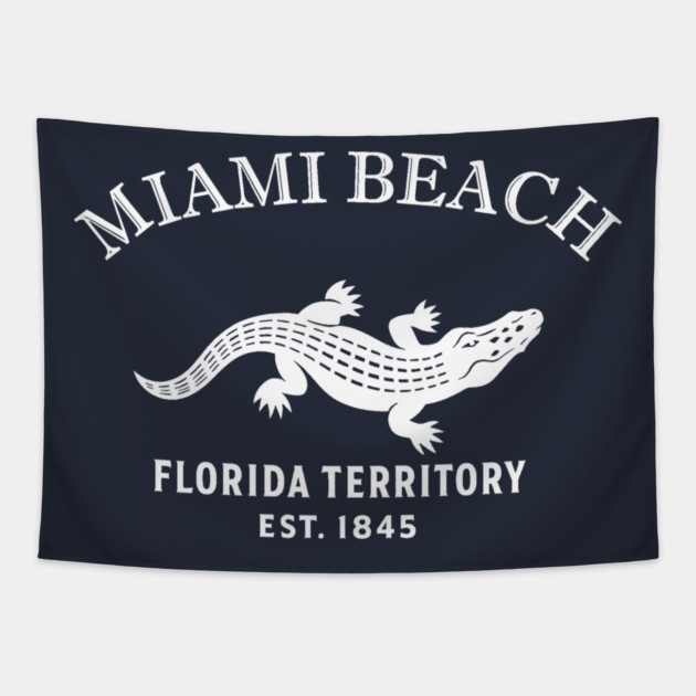 Miami Beach Florida Vintage Retro Tapestry - White Logo