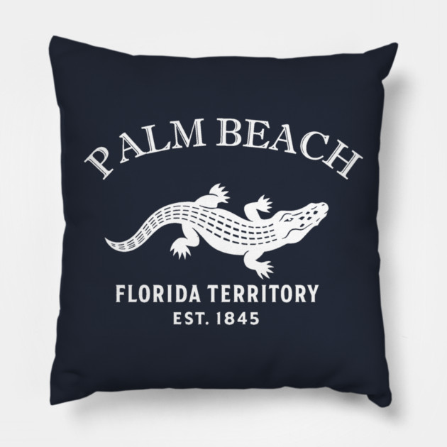 Palm Beach Florida Vintage Retro Throw-Pillow - White Logo