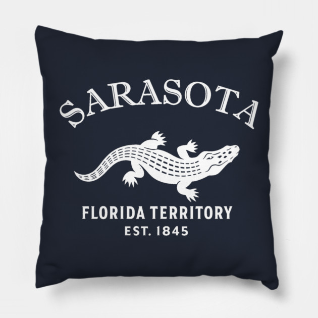 Sarasota Florida Vintage Retro Throw-Pillow - White Logo