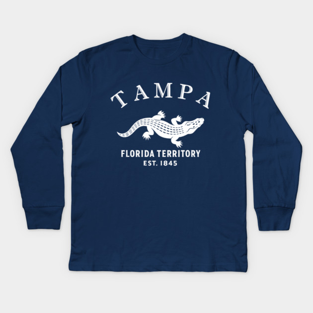 Tampa Florida Vintage Retro Kids Long-Sleeve T-Shirt - White Logo - Various Colors