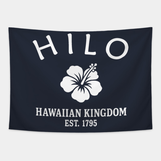 Hilo Hawaii Vintage Retro Tapestry - White Logo