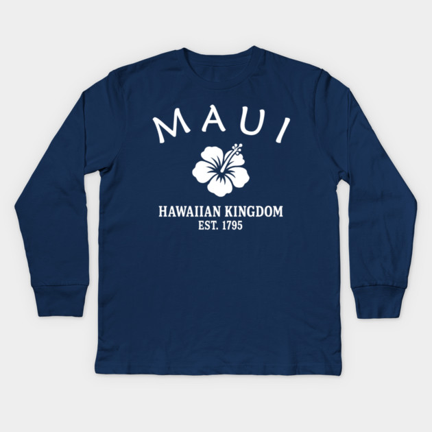 Maui Hawaii Vintage Retro Kids Long-Sleeve T-Shirt - White Logo - Various Colors