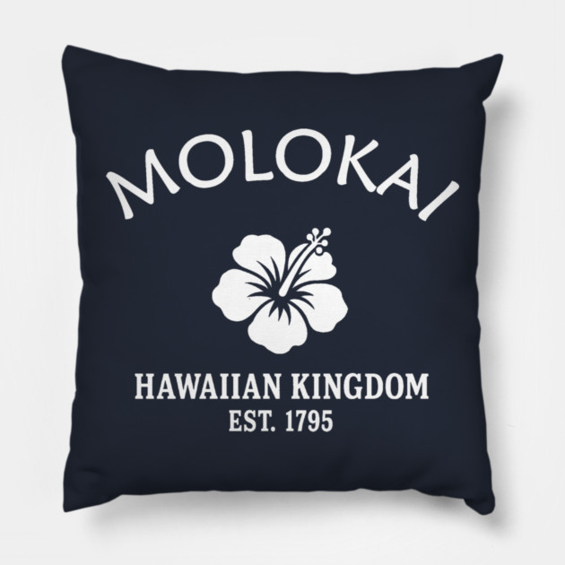 Molokai Hawaii Vintage Retro Throw-Pillow - White Logo