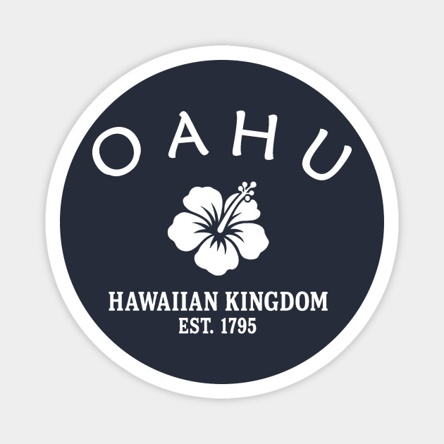 Oahu Hawaii Vintage Retro Magnet - White Logo