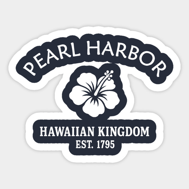 Pearl Harbor Hawaii Vintage Retro Sticker - White Logo