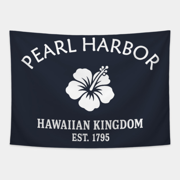 Pearl Harbor Hawaii Vintage Retro Tapestry - White Logo