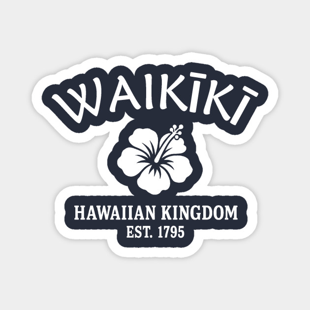 Waikiki Hawaii Vintage Retro Magnet - White Logo
