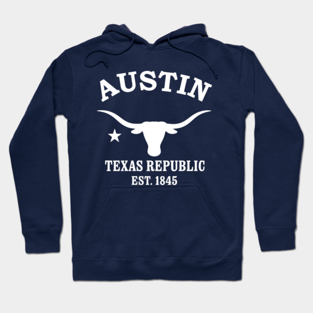 Austin Texas Vintage Retro Hoodie - White Logo - Various Colors