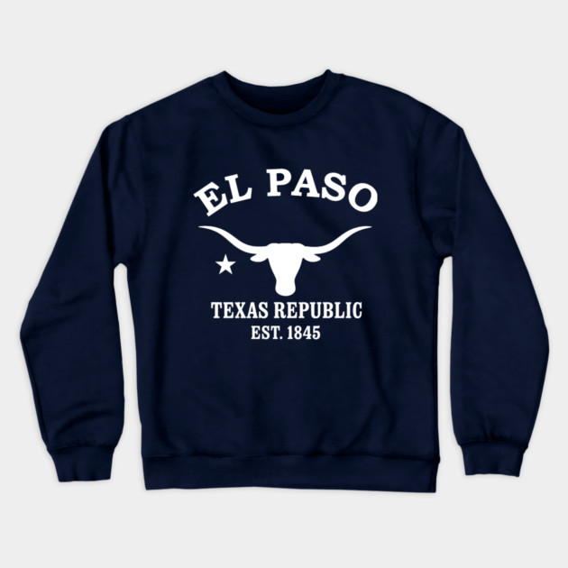 El Paso Texas Vintage Retro Crewneck Sweatshirt - White Logo - Various Colors