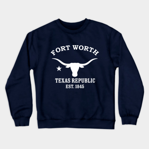 Fort Worth Texas Vintage Retro Crewneck Sweatshirt - White Logo - Various Colors