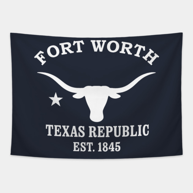 Fort Worth Texas Vintage Retro Tapestry - White Logo