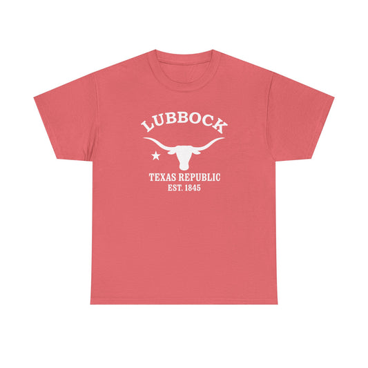 Lubbock Texas Vintage Retro Unisex Heavy Cotton Tee - White Logo