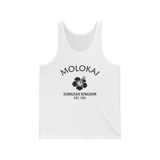 Molokai Hawaii Unisex Cotton Jersey Tank Top - Black Logo