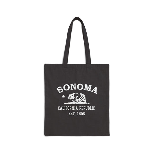 Sonoma California Vintage Retro Cotton Canvas Tote Bag - White Logo