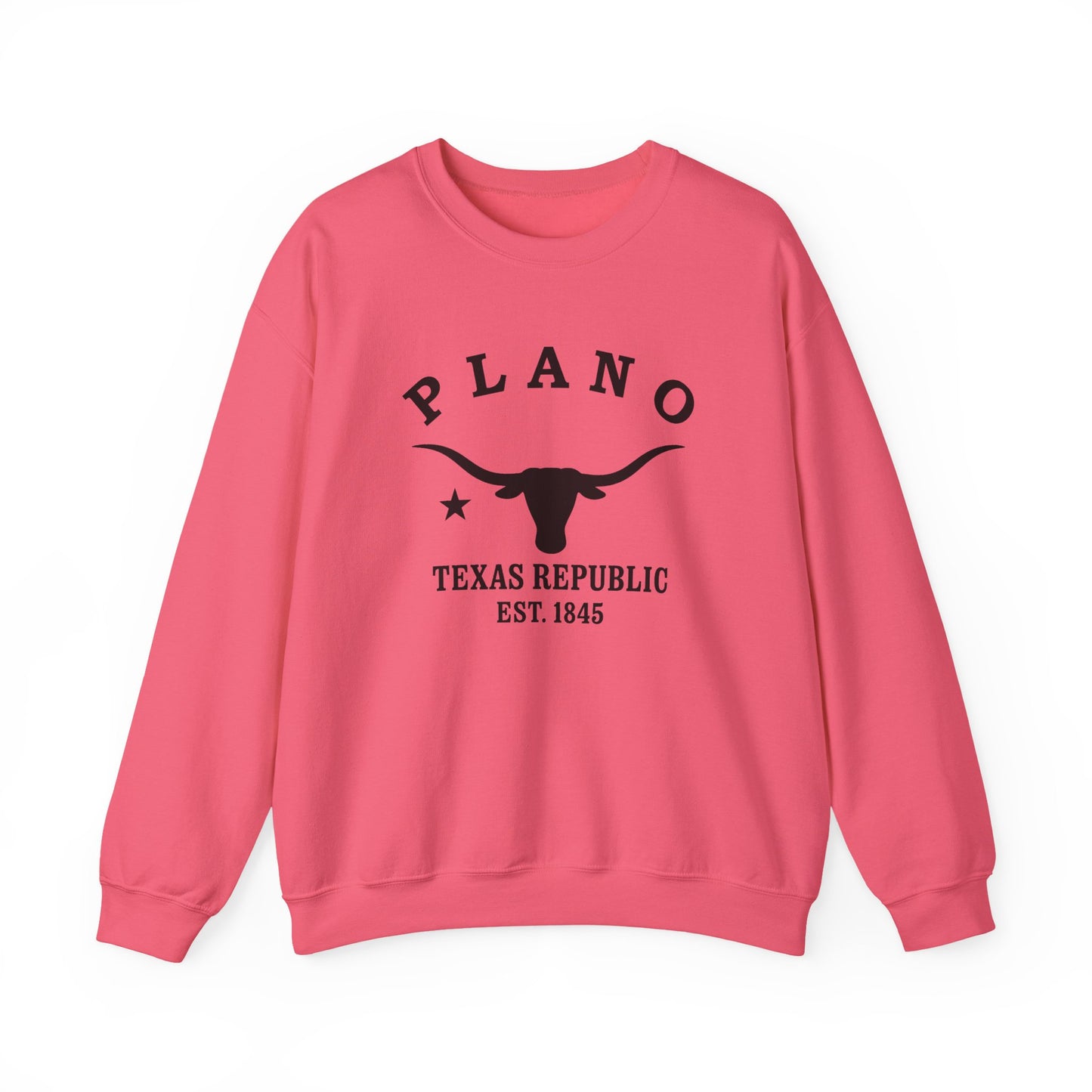 Plano Texas Vintage Retro Unisex Heavy Crewneck Sweatshirt - Black Logo
