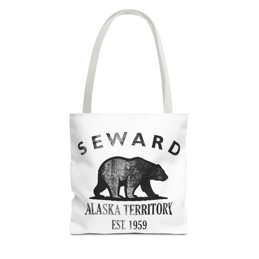 Seward Alaska Vintage Retro Light Canvas Tote - Black Logo