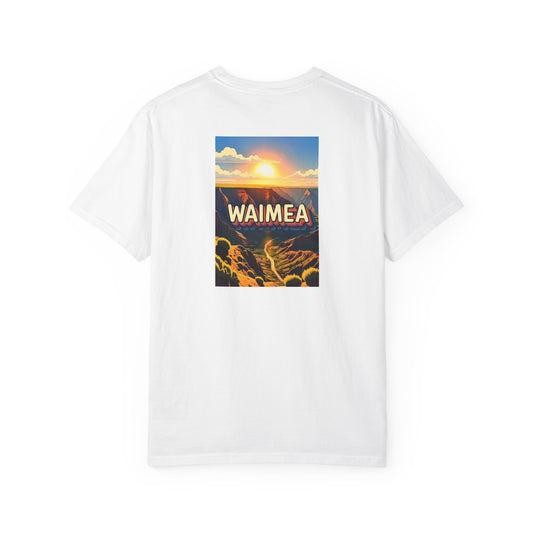 Waimea Hawaii Vintage Retro Back Printed Art Series Cotton Tee - Black Logo
