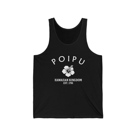 Poipu Hawaii Unisex Cotton Jersey Tank Top - White Logo