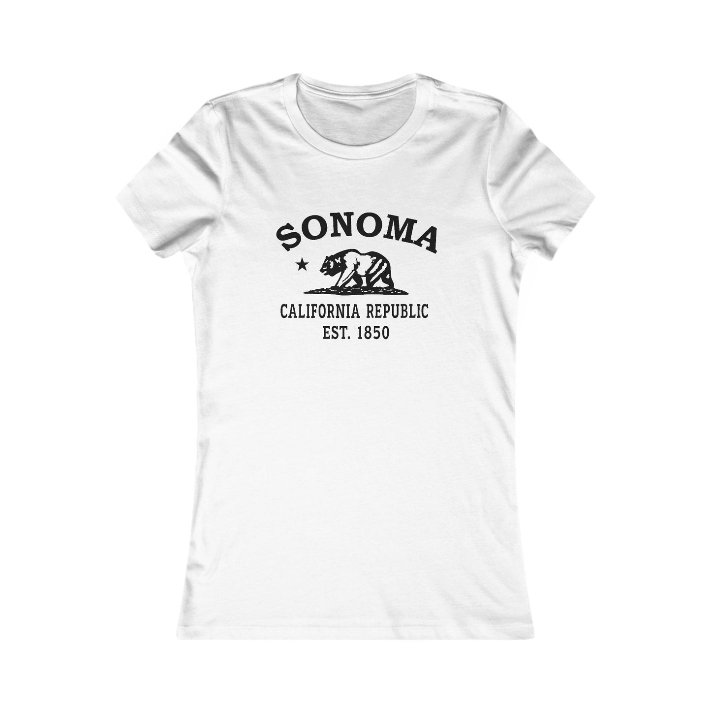 Sonoma California Ringspun Cotten Fitted Vintage Retro Womens Tee - Black Logo