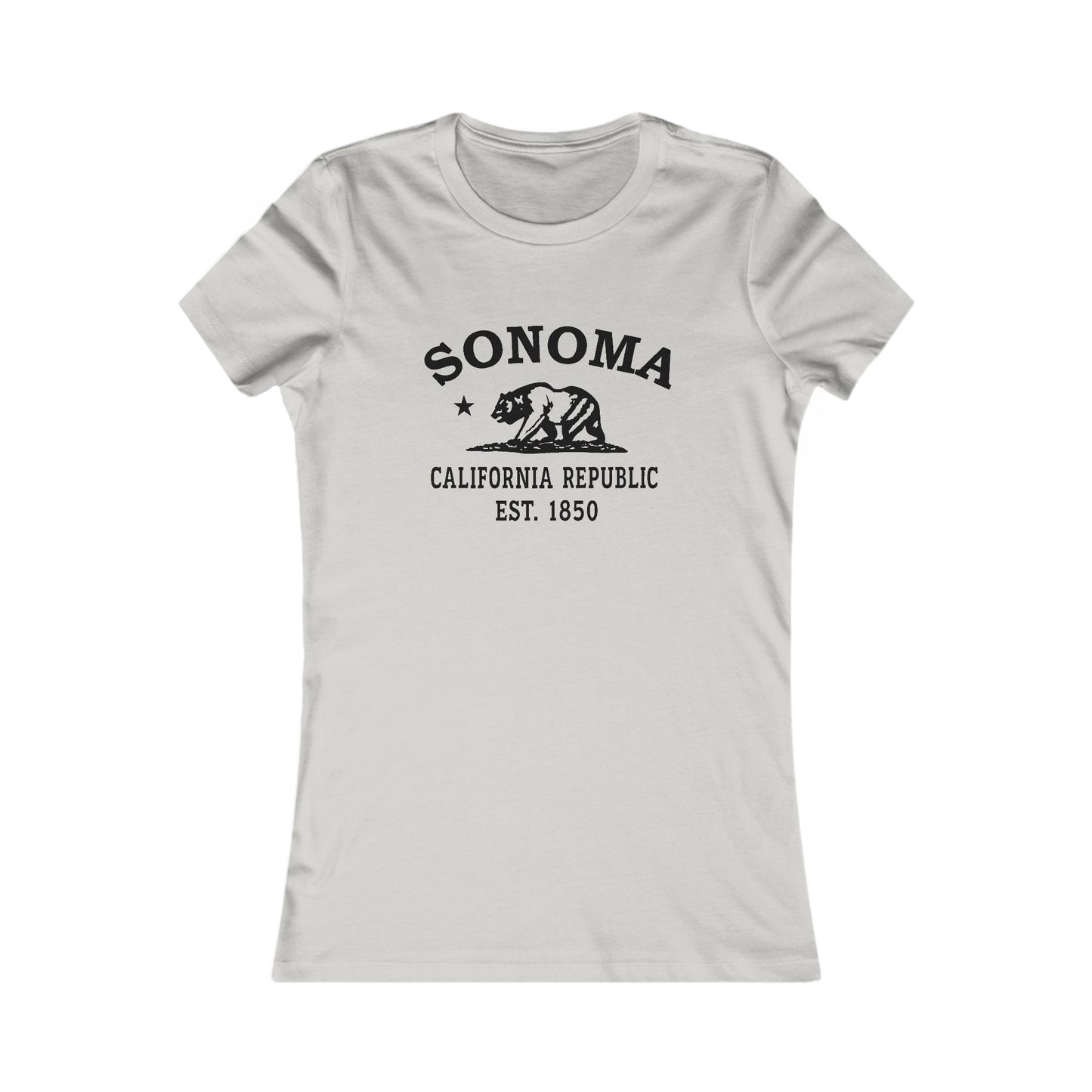 Sonoma California Ringspun Cotten Fitted Vintage Retro Womens Tee - Black Logo