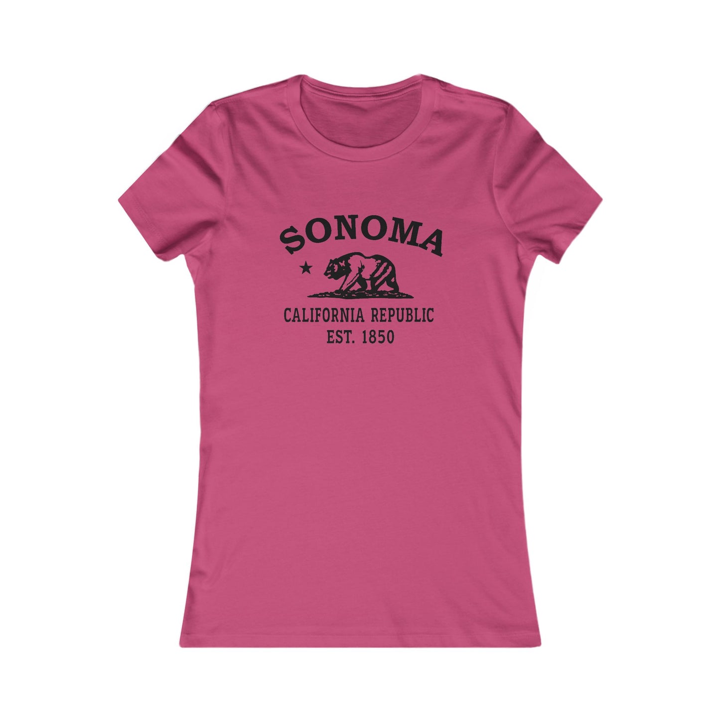 Sonoma California Ringspun Cotten Fitted Vintage Retro Womens Tee - Black Logo