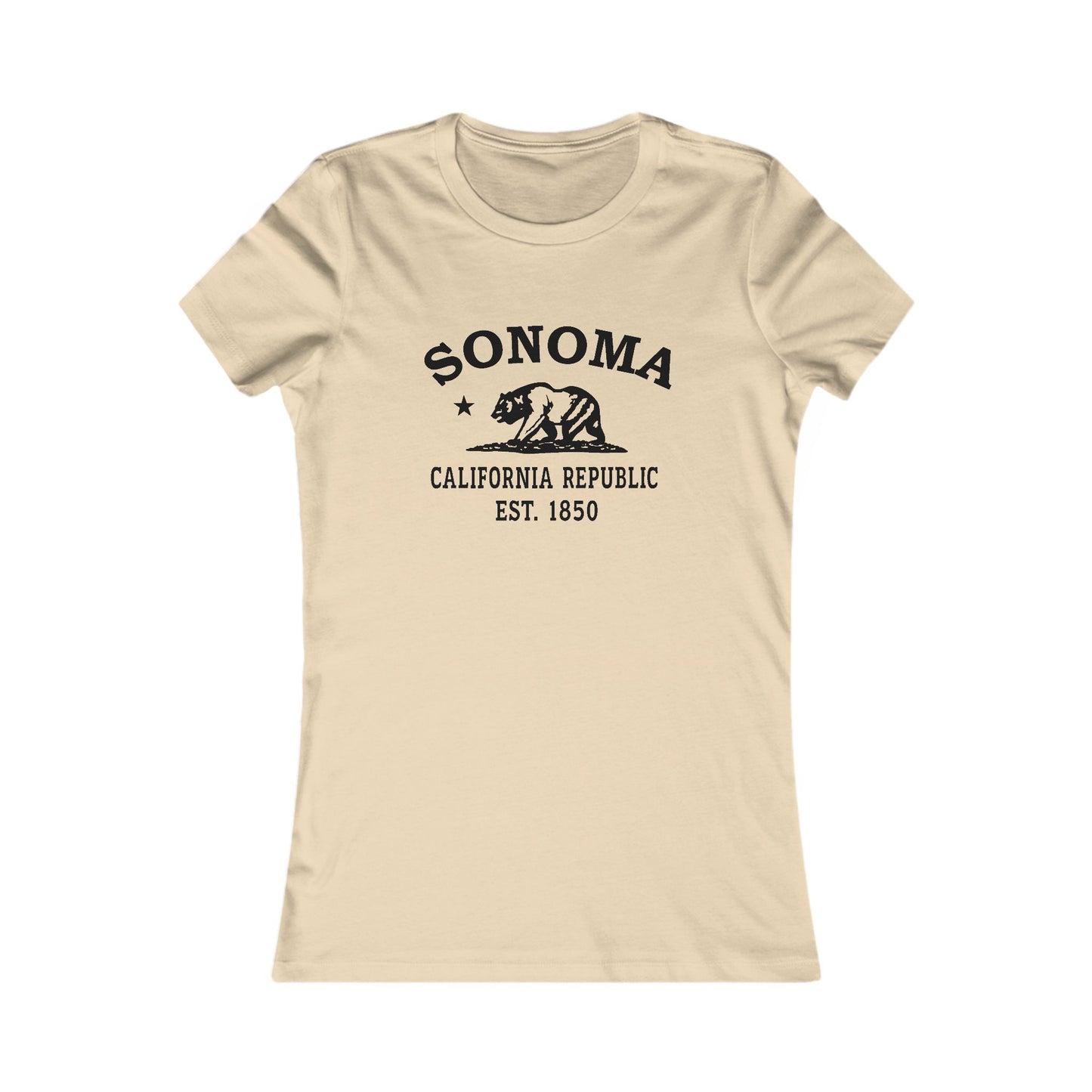 Sonoma California Ringspun Cotten Fitted Vintage Retro Womens Tee - Black Logo