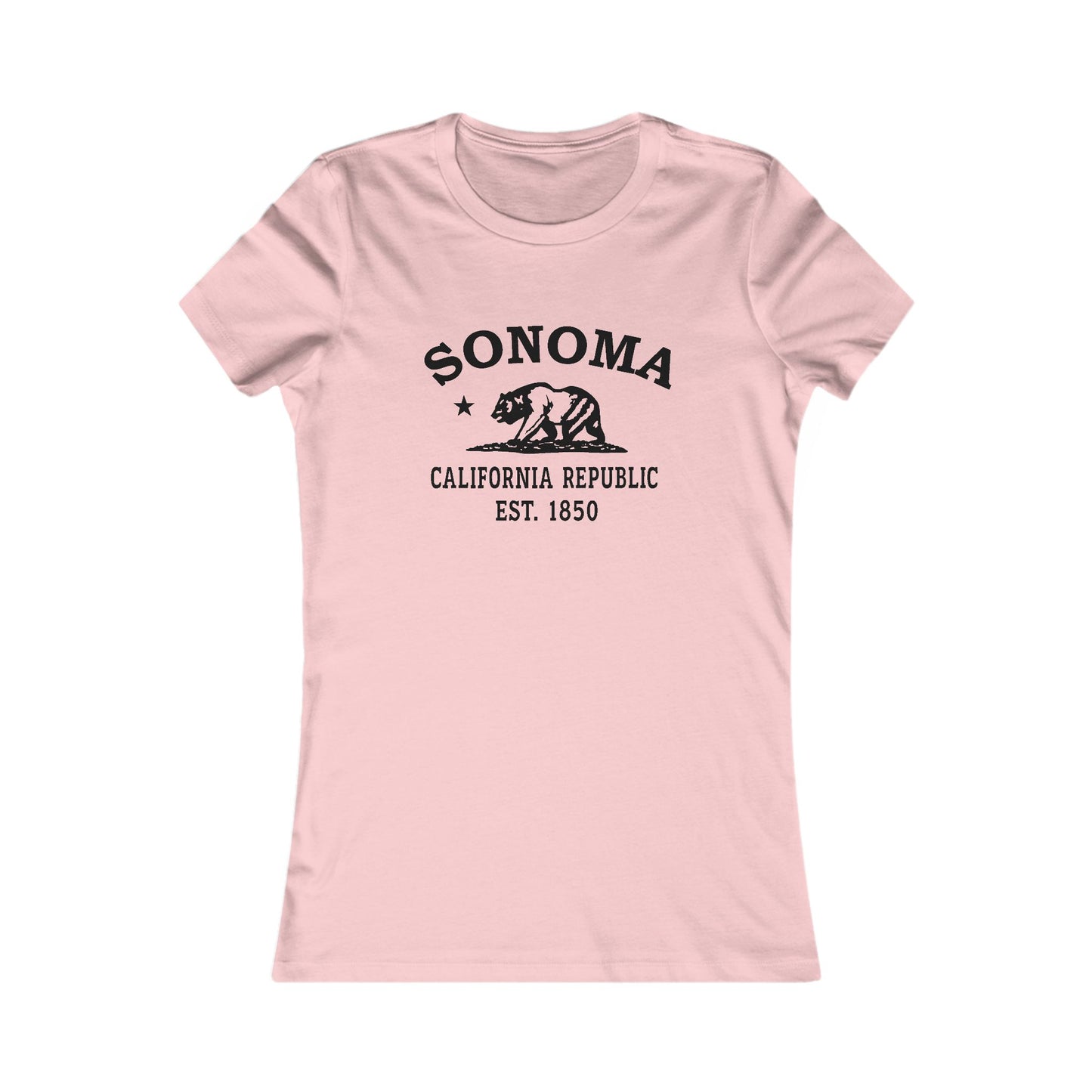 Sonoma California Ringspun Cotten Fitted Vintage Retro Womens Tee - Black Logo