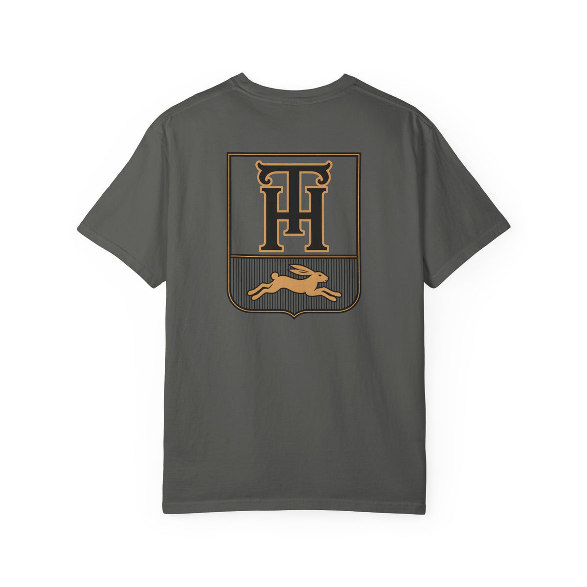 Pepper Team Haas Tee with TH Family Crest and Leaping Hare Seal, Comfort Colors 1717