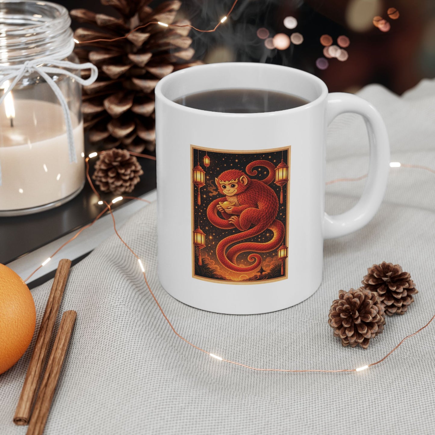 Zodiac Year of the Monkey (2016+) Vintage Retro Art Series Ceramic Mug - Combo Logo