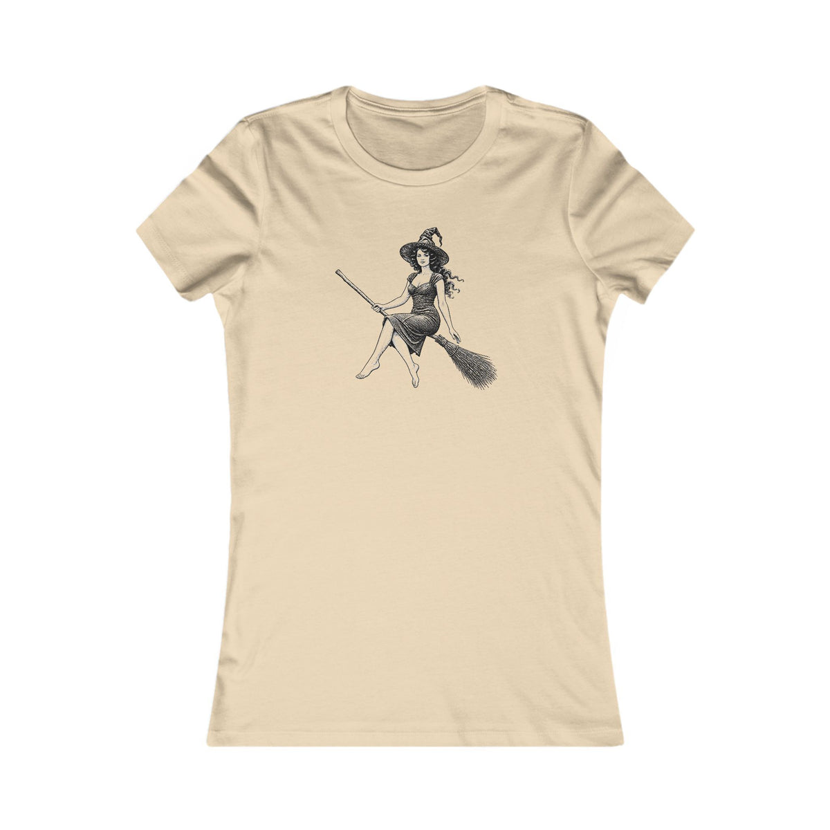 Stamford Connecticut LBD Harbor Witch Fitted Ringspun Cotton Womens Tee, Black Logo, Art Series, Image 4