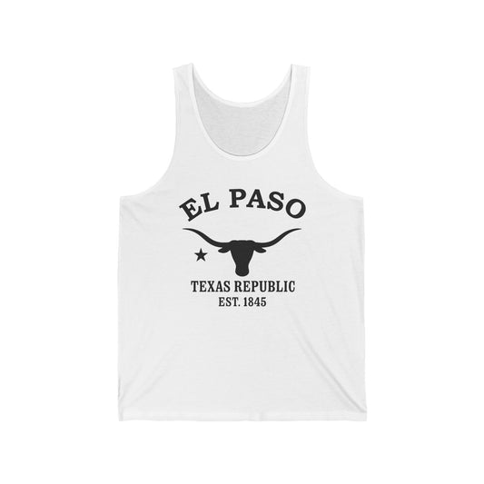 El Paso Texas Unisex Cotton Jersey Tank Top - Black Logo
