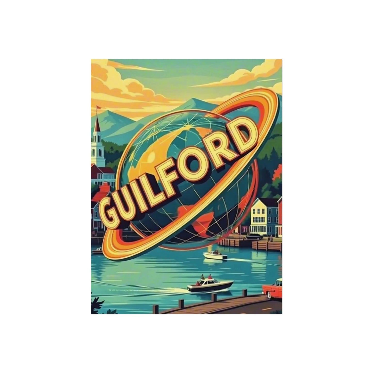 Guilford Connecticut Vintage Retro Giclée Print Art Series Poster