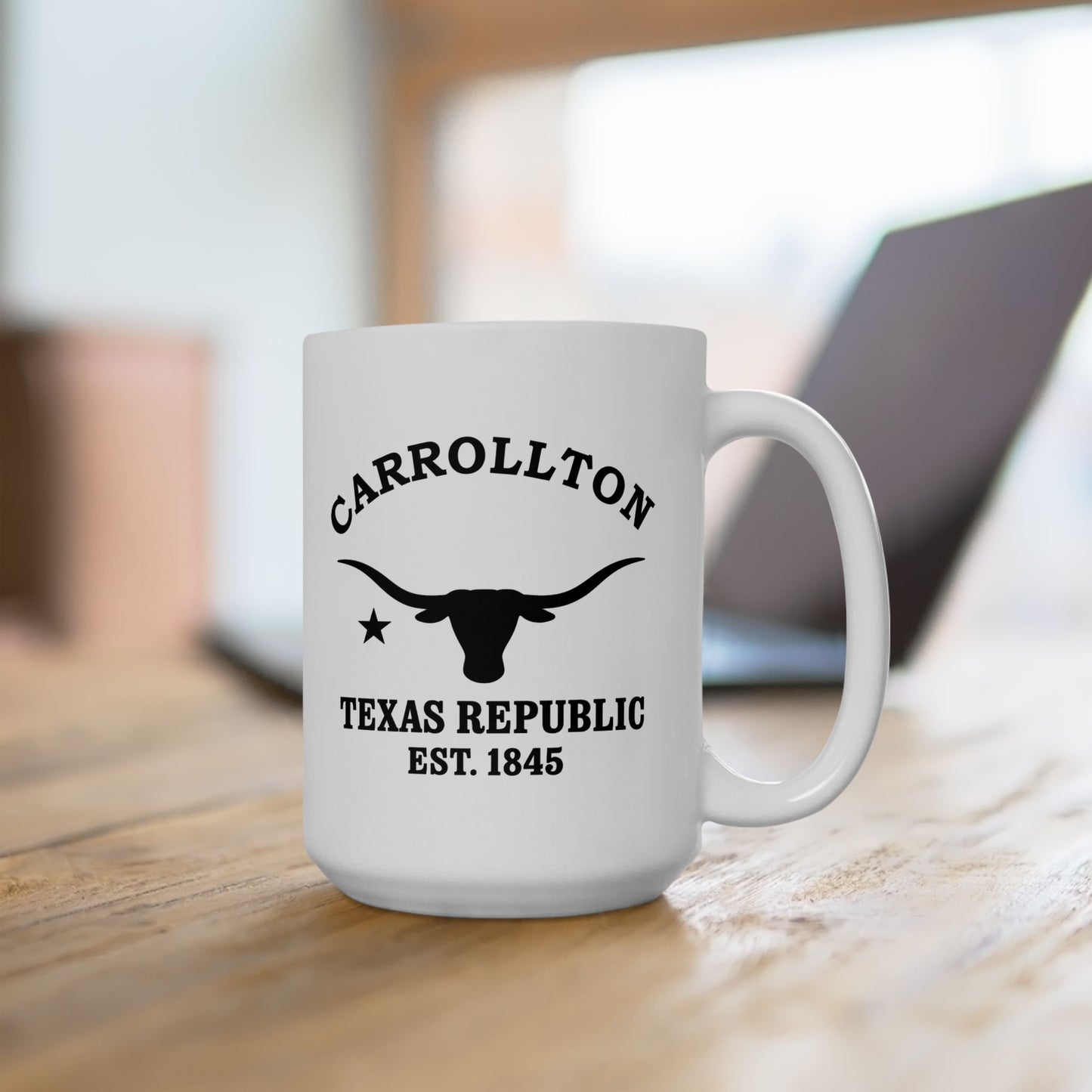 Carrollton Texas Vintage Retro Ceramic Mug - Black Logo