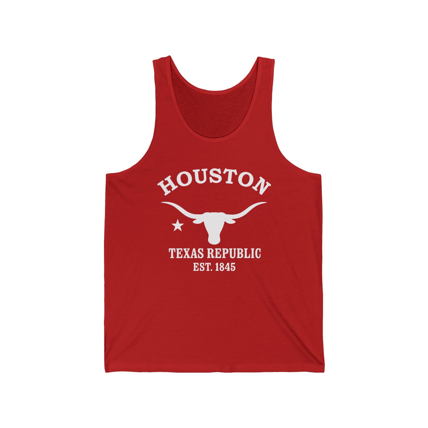 Houston Texas Unisex Cotton Jersey Tank Top - White Logo