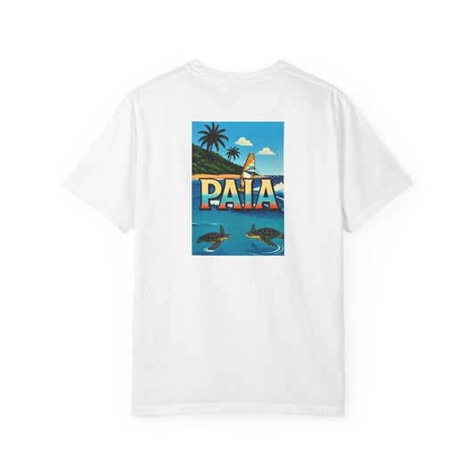 Paia Hawaii Vintage Retro Back Printed Art Series Cotton Tee - Black Logo