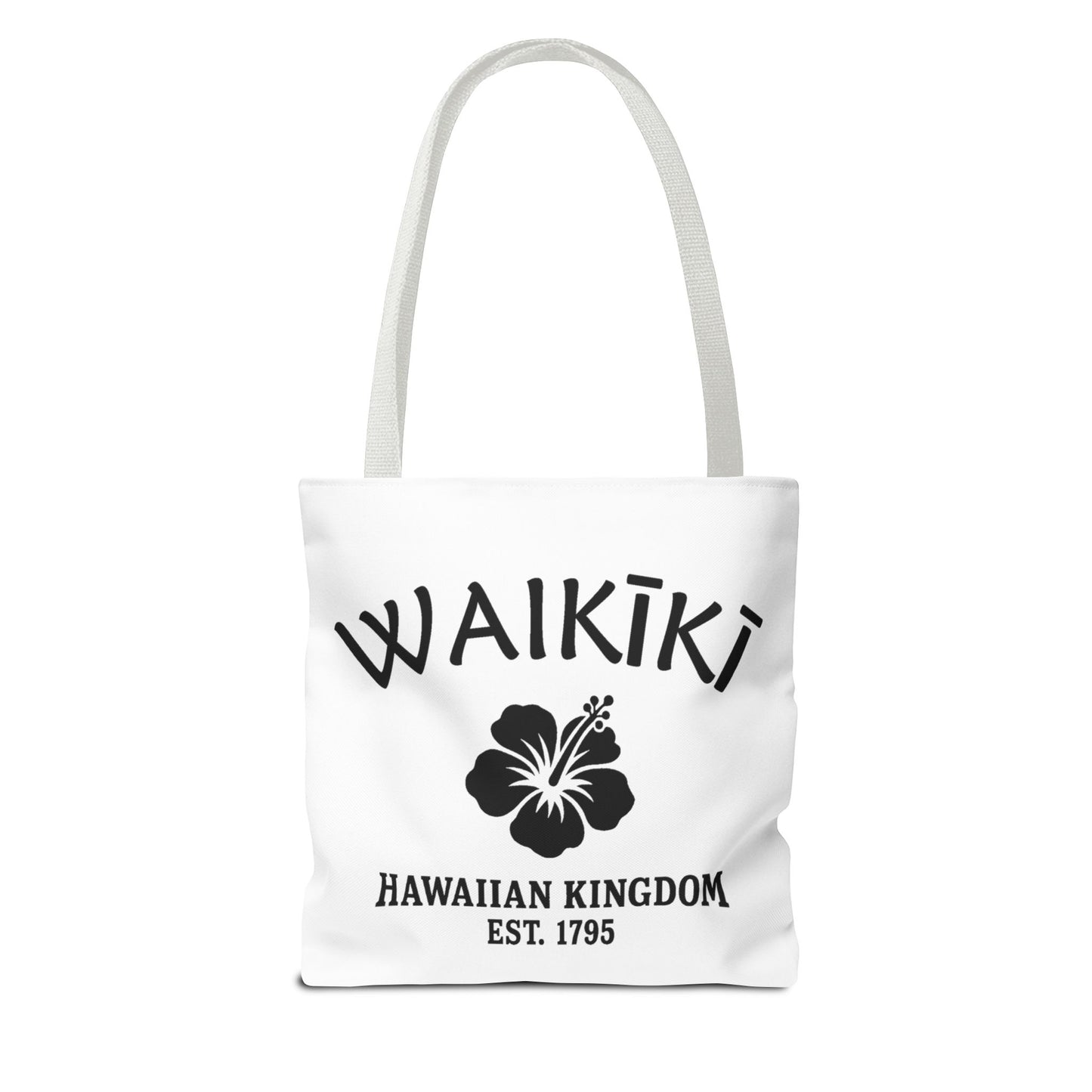 Waikiki Hawaii Vintage Retro Light Canvas Tote - Black Logo