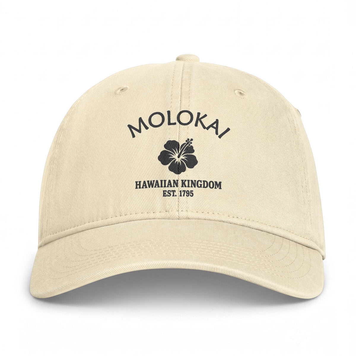Molokai Hawaii Distressed Cotton Cap - Charcoal Print Logo