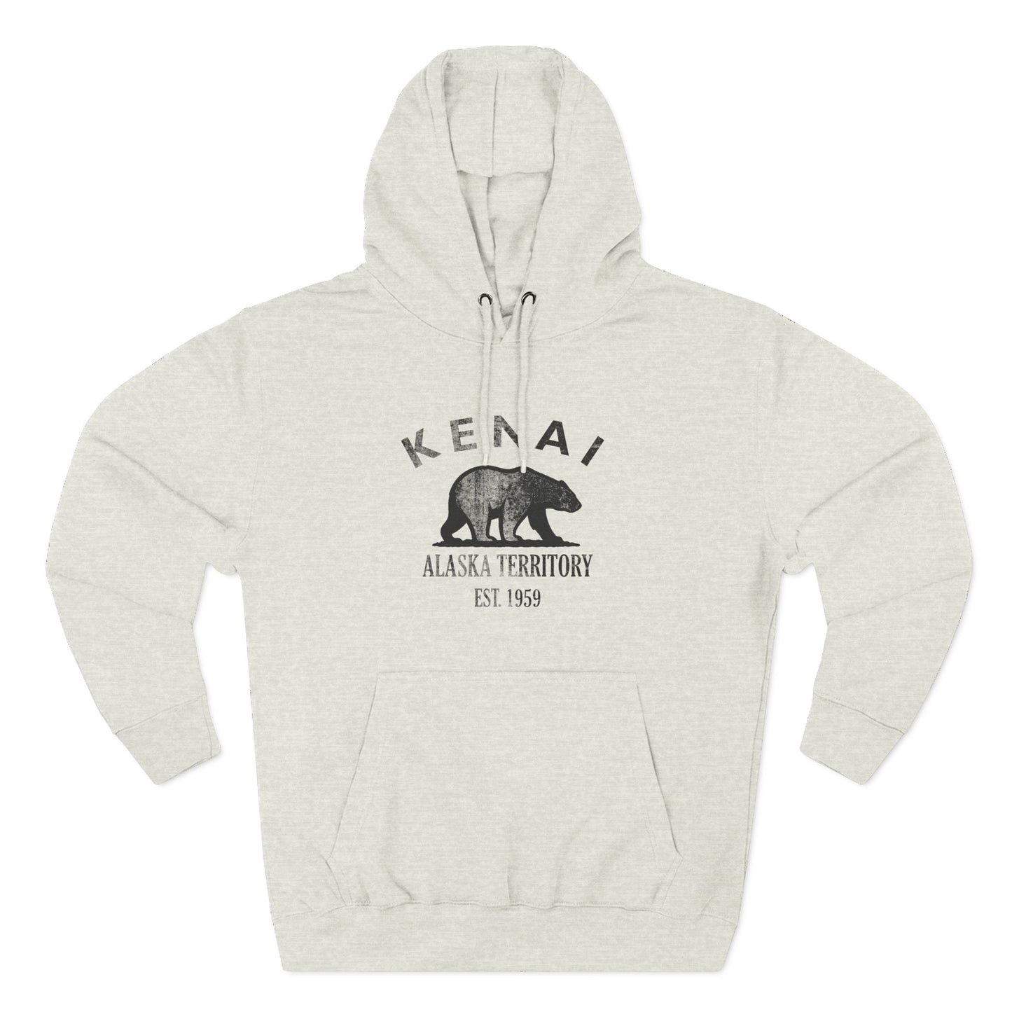 Kenai Alaska Vintage Retro Unisex Heavy Cotton Hoodie - Black Logo