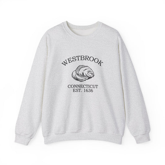 Westbrook Connecticut Vintage Retro Unisex Heavy Crewneck Sweatshirt - Black Logo