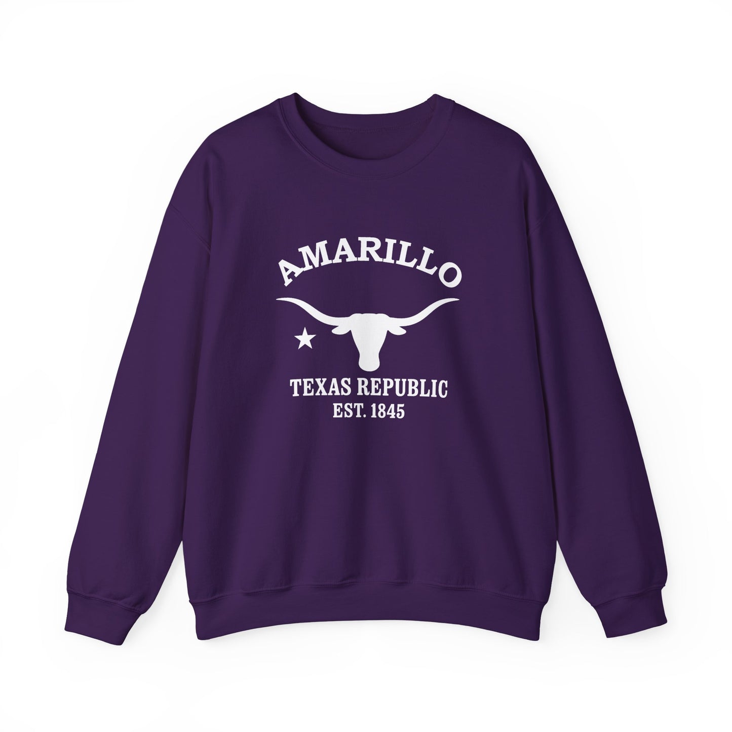 Amarillo Texas Vintage Retro Unisex Heavy Crewneck Sweatshirt - White Logo