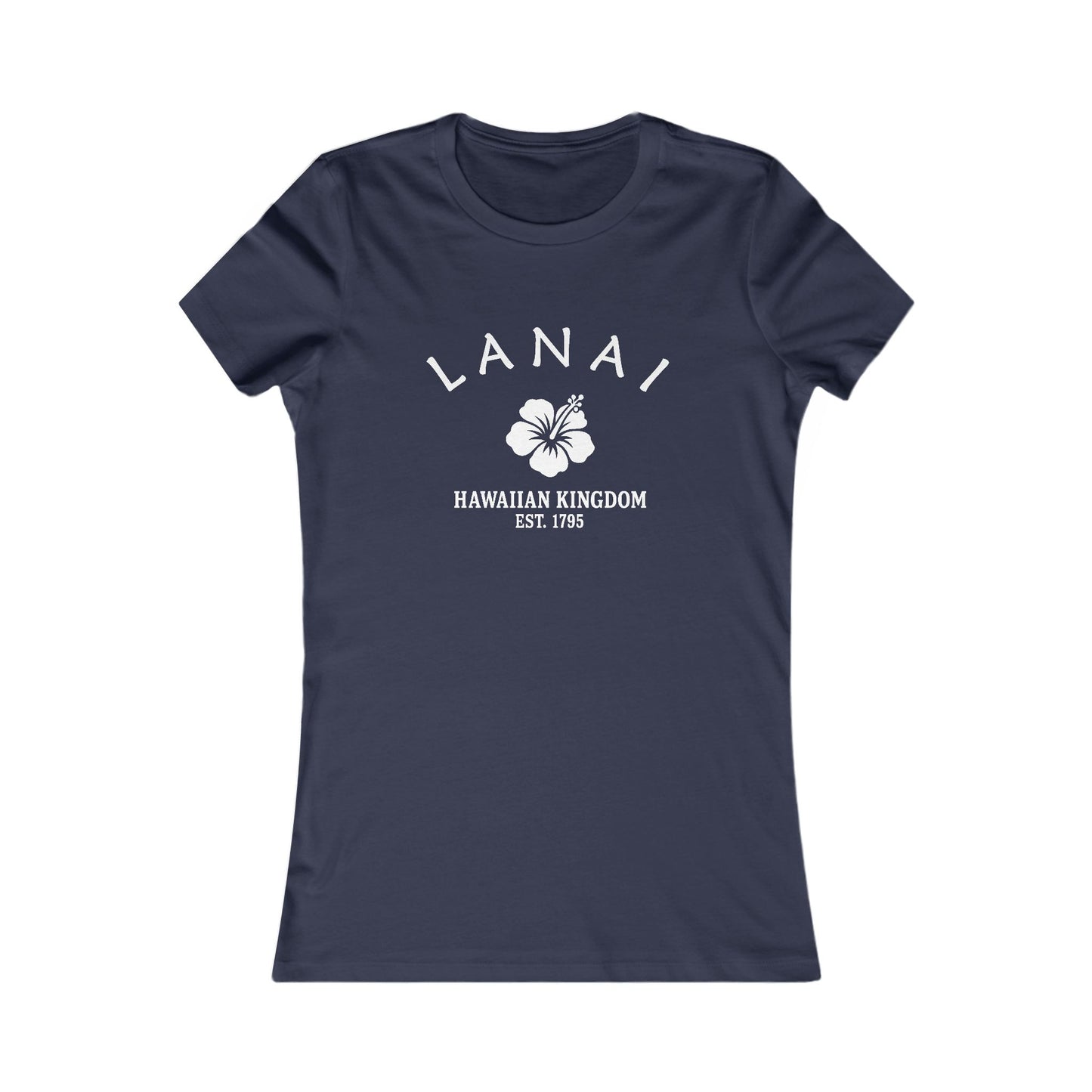 Lanai Hawaii Vintage Retro Womens Fitted Ringspun Cotton Tee - White Logo