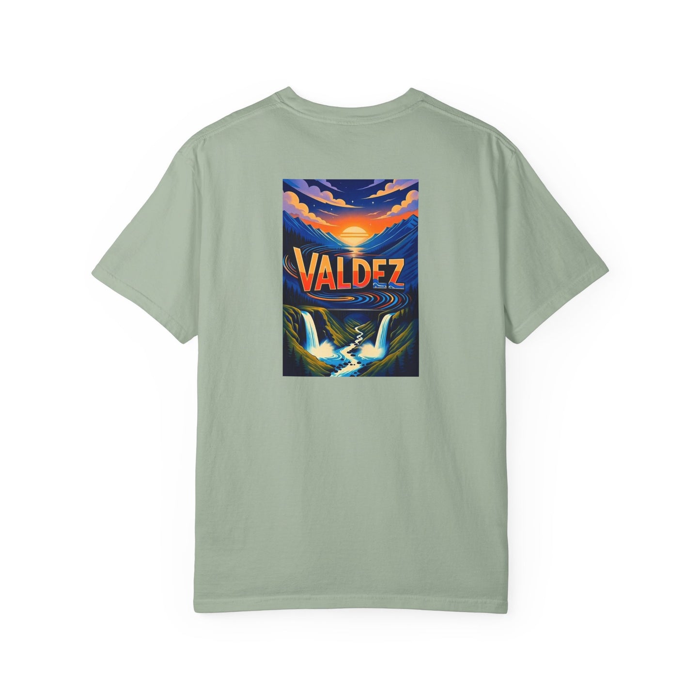 Valdez Alaska Vintage Retro Back Printed Art Series Cotton Tee - Black Logo