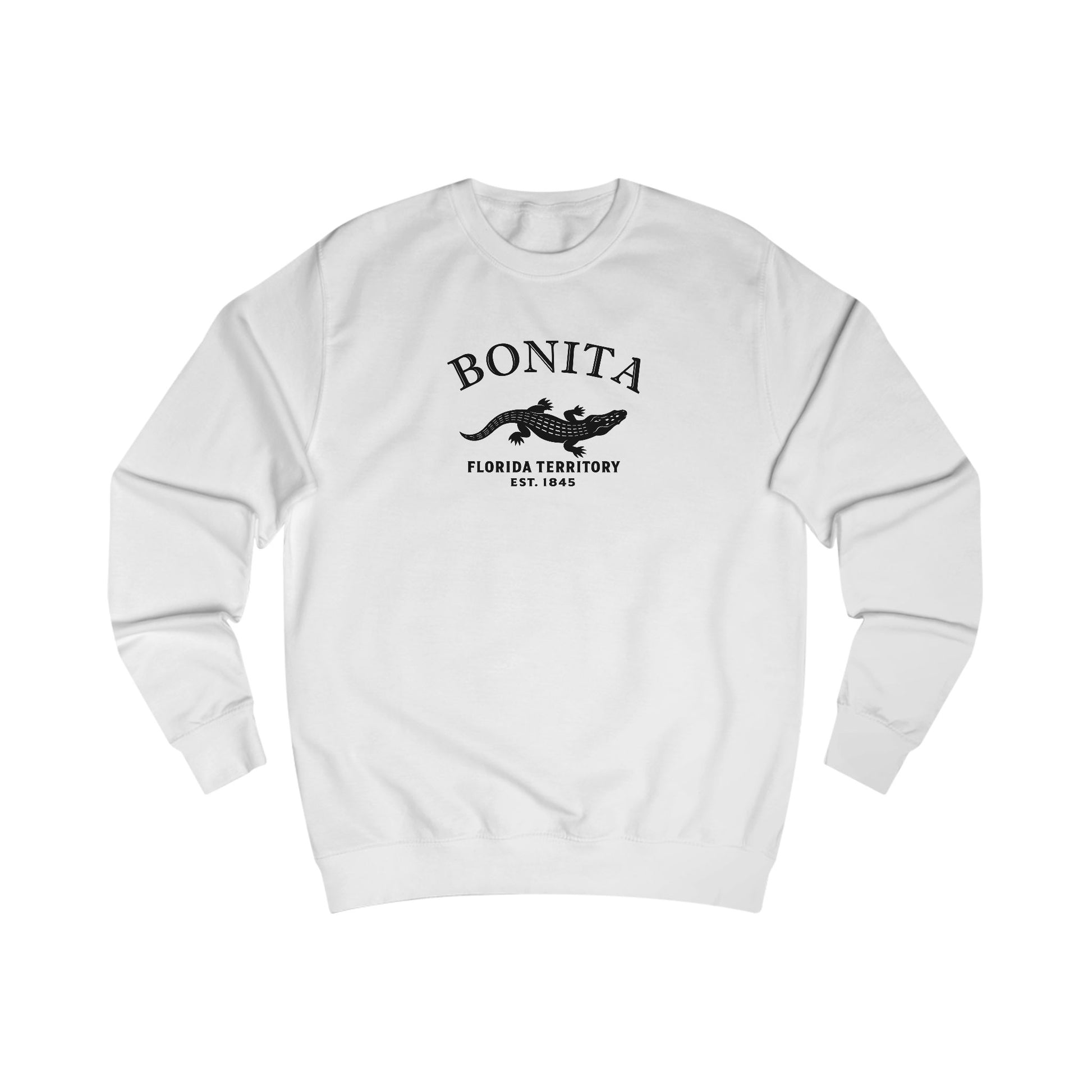 Bonita Florida Vintage Retro Premium Crewneck Sweatshirt - Black Logo - Arctic White