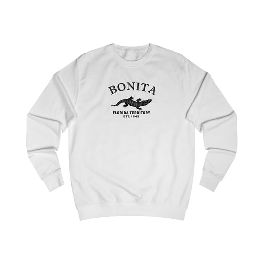 Bonita Florida Vintage Retro Premium Crewneck Sweatshirt - Black Logo - Arctic White